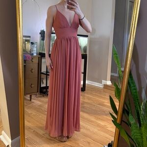 Lulu's Dusty Rose Chiffon Bridesmaid Dress